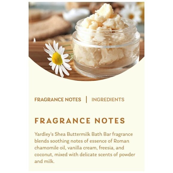 3 Yardley® London Shea Buttermilk Bar Soap NOURISHING Bath BAR 4.25oz - Picture 10 of 11